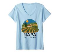 Womens Napa California Wine Country Tasting Valley Love Retro Grape V-Neck T-Shirt