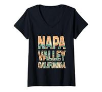Women's Napa Valley Landscape Inside Bold Lettering California V-Neck T-Shirt