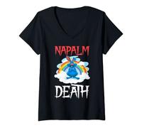Womens Napalm Death Rainbow Bunny Pink Napalm Death Rabbit V-Neck T-Shirt