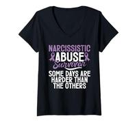 Womens Narcissistic Abuse Survivor Some Days are Harder Than Others V-Neck T-Shirt