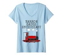 Womens Narrow Gauge Enthusiast, Steam Train (Red) V-Neck T-Shirt