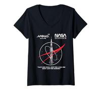 Women's NASA Apollo 11 Mission Saturn V Rocket Worm Logo V-Neck T-Shirt