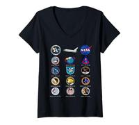 Womens NASA Apollo Missions Patch Space Shuttle Insignia Logo V-Neck T-Shirt