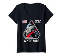 Women's NASA Artemis II Mission Patch Logo Moon Space Program 2026 V-Neck T-Shirt