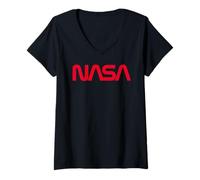 Women's NASA Artemis II NASA Logo Space Exploration V-Neck T-Shirt