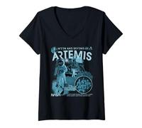 Womens NASA Artemis Mission Astronauts to Moon V-Neck T-Shirt