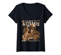Womens NASA Artemis Mission Astronauts to Moon V-Neck T-Shirt