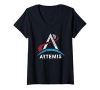 Womens NASA Artemis Mission Logo with Lettering V-Neck T-Shirt