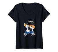 Womens NASA Bear Dab Dance Fanny Pack Cool Worm Logo V-Neck T-Shirt