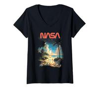 Women's NASA Cape Canaveral Beach Shuttle Lift Off Space Program V-Neck T-Shirt