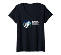 Womens NASA - Innovation Priorities, Blue/Green/White V-Neck T-Shirt
