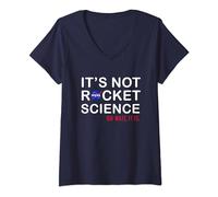 Womens NASA It's Not Rocket Science Oh Wait It is Text Chest Logo V-Neck T-Shirt