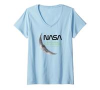Womens NASA - Moon Explore The Universe, Black V-Neck T-Shirt