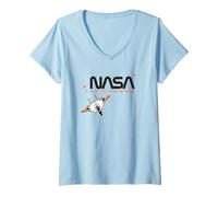 Womens NASA - Rocket Fly to The Stars V-Neck T-Shirt