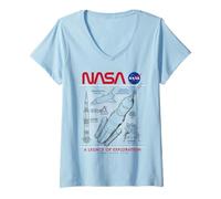 Womens NASA Space Shuttle SLS Saturn V Apollo Lunar Schematic V-Neck T-Shirt
