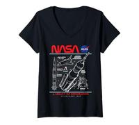 Womens NASA Space Shuttle SLS Saturn V Apollo Lunar Schematic V-Neck T-Shirt