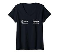 Womens NASA Worm and ESA Logo famous and classic V-Neck T-Shirt