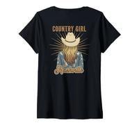 Womens Nashville Country Music Cow Girl Vacation Design On Back V-Neck T-Shirt