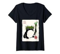 Women's NAT 1 Grumpy Japanese Frog Druid Funny DND V-Neck T-Shirt