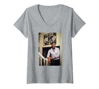 Womens Natalie Cole This Will Be Singer by Michael Grecco V-Neck T-Shirt
