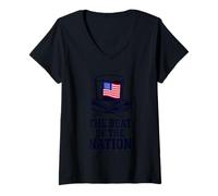 Women's Nation Beat Drumsticks Flag V-Neck T-Shirt