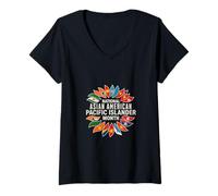 Womens National Asian American Pacific Islander Month AAPI Family V-Neck T-Shirt