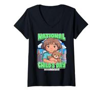 Women's National Child's Day November 20th Protect Kids V-Neck T-Shirt