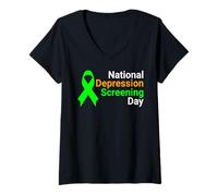 Women's National Depression Screening Day - Mental Health Awareness V-Neck T-Shirt