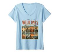 Women's National Park Badge Collection Vintage Travel Design V-Neck T-Shirt