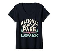 Women's National Park Lover Wilderness Wanderer Camping Vintage V-Neck T-Shirt