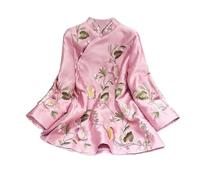 Women's National Style Suit Shirt - Traditional Elegant Chinese Blouse, Plus Size Loose Fit, Female Hanfu-Inspired Top for Cultural Looks(Pink, XXXXL)