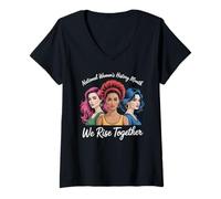Women's National Women's History Month We Rise Together Feminist Tee V-Neck T-Shirt