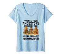 Womens Native American Ancestors Immigrant Truth Indigenous Migra V-Neck T-Shirt