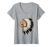 Womens Native American Cherokee Apache Chippewa Indian Tribe Pride V-Neck T-Shirt
