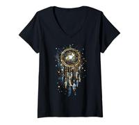 Women's Native American Dream Catcher Artwork Indian Tribe V-Neck T-Shirt