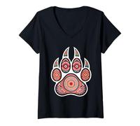 Womens Native American Indian Day Pride Bear Claws V-Neck T-Shirt