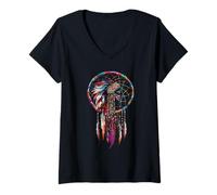 Womens Native American Indian Tribe Dreamcatcher Indian Chief V-Neck T-Shirt