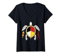 Women's Native American Medicine Wheel Indigenous Turtle Spirit V-Neck T-Shirt