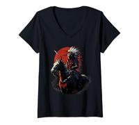 Womens Native American Pride Indian Chief Sunset Indian Tribe V-Neck T-Shirt