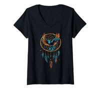 Womens Native American Raven Dreamcatcher Native American Pride V-Neck T-Shirt