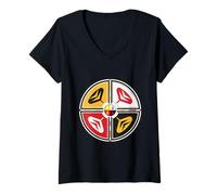 Womens Native American Sacred Medicine Wheel Indigenous Symbol V-Neck T-Shirt