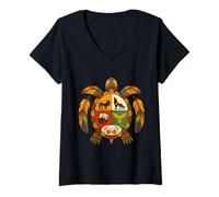 Womens Native American Turtle Spirit Indigenous Medicine Wheel V-Neck T-Shirt