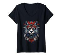 Womens Native American Wolf Indian Tribe Native American Pride V-Neck T-Shirt