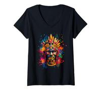Women's Native Mexican Pride Quetzalcoat Aztec God Toltec Inca V-Neck T-Shirt