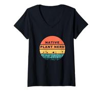 Womens Native Plant Nerd Funny Garden Wildlife Conservation V-Neck T-Shirt