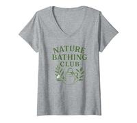 Womens Nature Bathing Club Watering Can Plant Lover Design V-Neck T-Shirt
