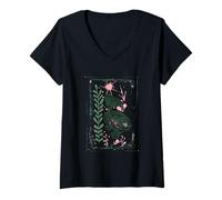 Womens Nature Inspired Fish With Abstract Art V-Neck T-Shirt