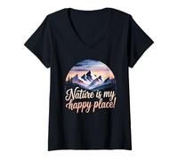 Women's Nature is My Happy Place! V-Neck T-Shirt