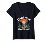 Womens Nature Lovers Sunset Hike Humor V-Neck T-Shirt