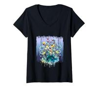 Womens Nature Lovers Woman Insects Man Butterflies Forest V-Neck T-Shirt